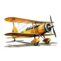 Biplane on white background. Generative AI photo