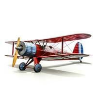 Biplane on white background. Generative AI photo