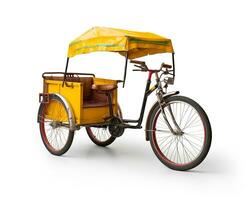 Bicycle Rickshaw on white background. Generative AI photo