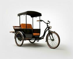 Bicycle Rickshaw on white background. Generative AI photo