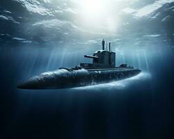 Submarine on white background. Generative AI photo