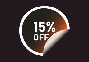 15 percent off banner. Discount sticker shape Vector illustration.