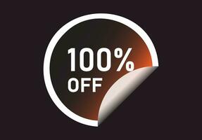 100 percent off banner. Discount sticker shape Vector illustration.