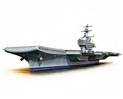 Aircraft Carrier on white background. Generative AI photo