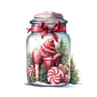 aquarelle Noël verre pot la magie nuit Noël. ai généré. png