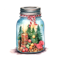 waterverf Kerstmis glas pot magie nacht Kerstmis. ai gegenereerd. png