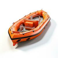 Lifeboat on white background. Generative AI photo