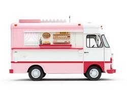 Ice Cream Truck on white background. Generative AI photo