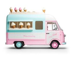 Ice Cream Truck on white background. Generative AI photo