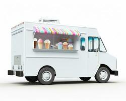 Ice Cream Truck on white background. Generative AI photo