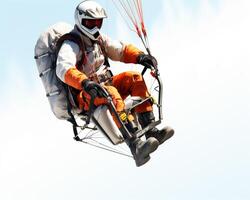 Paramotor on white background. Generative AI photo