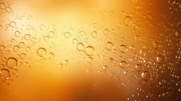 golden beer bubbles water drop background. generative AI photo