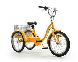 Tricycle on white background. Generative AI photo