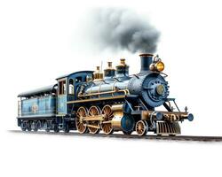 Steam Locomotive on white background. Generative AI photo