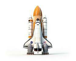 Space Shuttle Columbia on white background. Generative AI photo