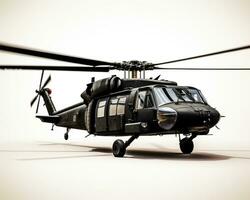 Sikorsky UH60 Black Hawk on white background. Generative AI photo