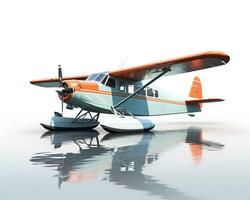 Seaplane on white background. Generative AI photo