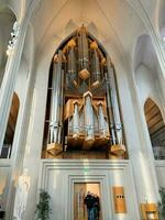 Reykjavik in Iceland in February 2023. A view of the inside of the Cathedral photo