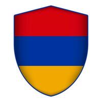 Armenia flag in shield shape. Vector illustration.