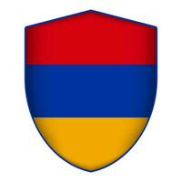 Armenia flag in shield shape. Vector illustration.