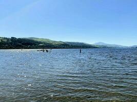 A view of the North Wales countryside at Bala Lake on a sunny day photo