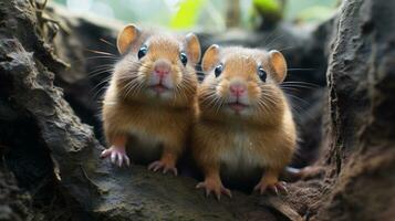 photo of heart-melting two Woodchucks with an emphasis on expression of love. Generative AI