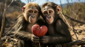 photo of heart-melting two Zebus with an emphasis on expression of love. Generative AI