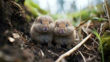 photo of heart-melting two Woodchucks with an emphasis on expression of love. Generative AI