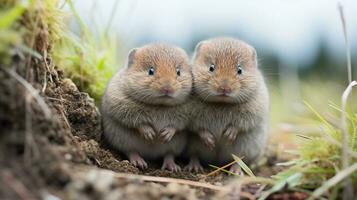 photo of heart-melting two Woodchucks with an emphasis on expression of love. Generative AI