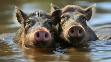 photo of heart-melting two Warthogs with an emphasis on expression of love. Generative AI