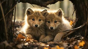 foto de conmovedor dos Lobos con un énfasis en expresión de amor. generativo ai