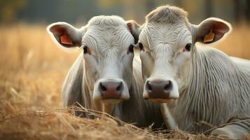 photo of heart-melting two Zebu  with an emphasis on expression of love. Generative AI