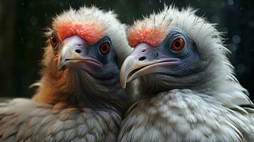 photo of heart-melting two Vultures with an emphasis on expression of love. Generative AI