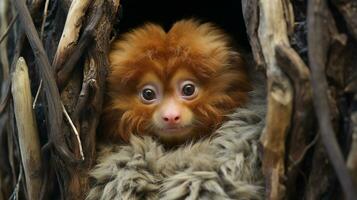 photo of heart-melting two Uakari with an emphasis on expression of love. Generative AI