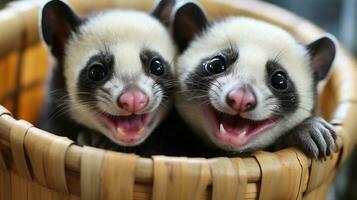 photo of heart-melting two Sugar Gliders with an emphasis on expression of love. Generative AI