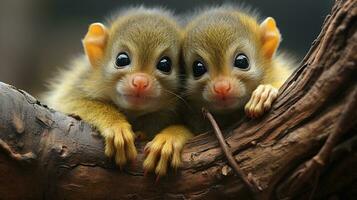 photo of heart-melting two Squirrel Monkeys with an emphasis on expression of love. Generative AI