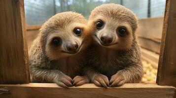 photo of heart-melting two Sloths with an emphasis on expression of love. Generative AI