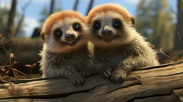 photo of heart-melting two Sloths with an emphasis on expression of love. Generative AI
