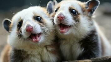 photo of heart-melting two Sugar Gliders with an emphasis on expression of love. Generative AI