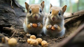 photo of heart-melting two Squirrels with an emphasis on expression of love. Generative AI