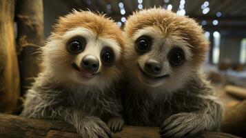 photo of heart-melting two Sloths with an emphasis on expression of love. Generative AI