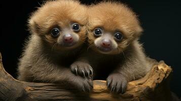 photo of heart-melting two Sloths with an emphasis on expression of love. Generative AI