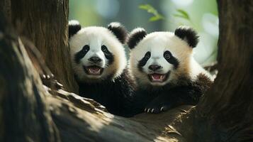 photo of heart-melting two Pandas with an emphasis on expression of love. Generative AI