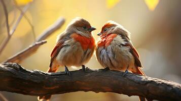 photo of heart-melting two Nightingales with an emphasis on expression of love. Generative AI