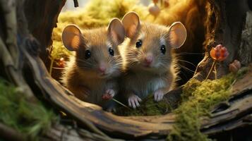 photo of heart-melting two Mouses with an emphasis on expression of love. Generative AI