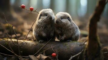 photo of heart-melting two Marmots with an emphasis on expression of love. Generative AI