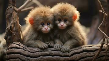 photo of heart-melting two Monkeys with an emphasis on expression of love. Generative AI