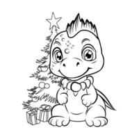 Cute dragon pilot.Simple line illustration for coloring.Dragon year 2024 coloring page vector