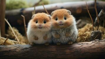 photo of heart-melting two Lemmings with an emphasis on expression of love. Generative AI