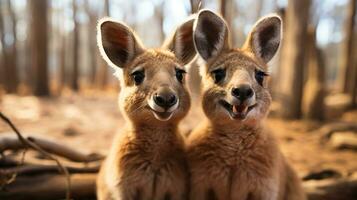 photo of heart-melting two Kangaroos with an emphasis on expression of love. Generative AI